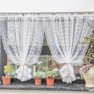 Cortina cortina British Country Lace Partition White Dream Wage Edge Tulle Small DRPES curto Painel de decoração de cortinas romanas de cozinha#4Curta