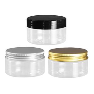 Refiilable Bottle Containers Plastic Dia.68mm Empty PET Clear Hair Wax Pot Cosmetic Packaging Plastic Cap Aluminum Lid Food Candy Flower Tea Jar 100ml 120ml