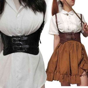 Midja och buken Formor 1 st sexigt läder elastiskt brett band bälte waspie korsett cinch underbust kappa cincher med spänne cummerbund 0719