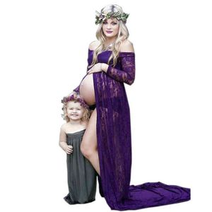 출산 사진 소품 Maxi Maternity Gown 레이스 출산 드레스 여름 임신 드레스 임산부 Premama resido cloth g220309