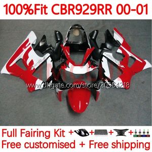 Corpo stampo ad iniezione per HONDA CBR900 CBR929 CBR 929RR 900RR 900 929 RR CC 00 01 Carrozzeria 117No.15 900CC 929CC CBR929RR 00-01 CBR900RR 2000 2001 Carena OEM rosso bianco