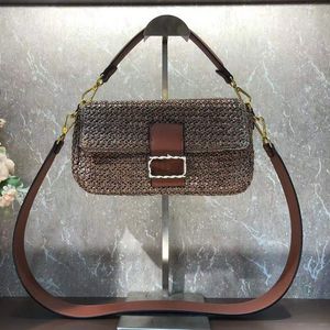 5A Quality Plain Straw Woven Bag Womens Cross Body Bags Handbags Fashion Classic Letters Detachable Handle Shoulder Strap Straw Canvas Leather Material Purse