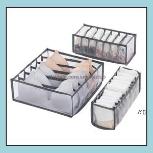 Foldable Storage Boxes Underwear Bra Panty Socks Organizer Stored Box Der Closet Scarves Organizers Nylon Mesh Divider Bags Drop Delivery 20