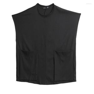 Camisetas masculinas camisetas de camiseta masculina de mangas pretas de mangas simples personalizadas decoração de bolso grande de camisetas soltas Mild22