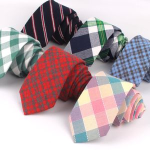 Grüne karierte Krawatten für Männer und Frauen, Baumwolle, schmale Krawatte, Hochzeit, Business-Anzüge, schmale Mode, gestreifte Krawatte