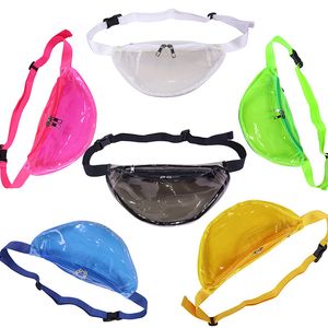 3pcs PVC Candy Transparent Women Waist Pack Unisex Fanny Waist Bag Chest Pack Travel Outdoor