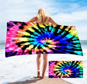 Rektangelhanddukar Filt för kvinnor Vuxen Tie Dye Microfiber Sand Free Handduk för Bath Pool Beach Picknick Högkvalitativ mattan Yoga Mat