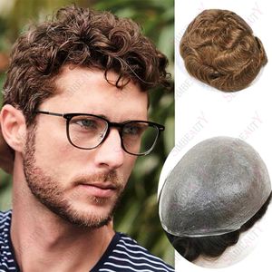 Ng Ultra cienki skóra 0,03 mm Podstawa Włosy Męska Męska Naturalna linia włosów mężczyzn Remy Hairpiece Vlooped Human Hair System wymiany w magazynie