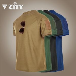 Taktik T-Shirt Erkekler Spor Açık Askeri Tee Hızlı Kuru Kısa Kollu Gömlek Hiking Avcılık Ordusu Savaş Giyim Nefes 220325