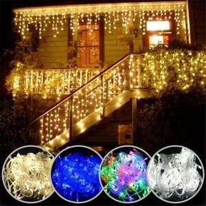 Strängar ledde 5 m vattentät julbelysning med droppar Icicle String Light for Eaves Wedding Balcony House Holiday Outdoor Decorations