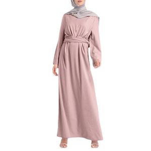 Piękne ubranie etniczne Islamski skromny moda Solidny kolor Elegancki prosty muzułmańska sukienka szata Abaya Dubaj dla kobiet