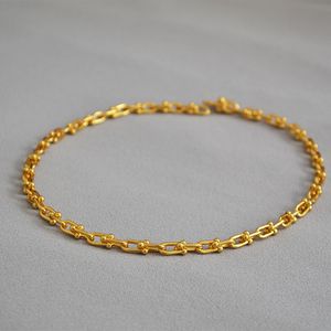 Europeisk och amerikansk nisch U-formad låshalsband Pure kopparelektroplätering 18K Real Gold Cold Thick Chain Women