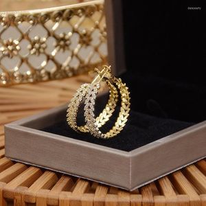 Hoop & Huggie Real Gold Luxury Wheat Ears Earring Simple Temperament Ear Ring Fashion Exquisite Pendant For Women Charm EarringsHoop Dale22
