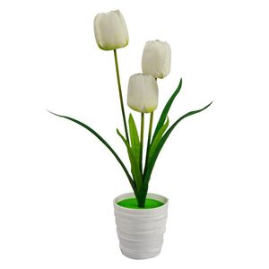 Decorative Flowers & Wreaths Tulips Pot Window Heads 6 Decor Artificial Faux Silk Decoration Home FlowersDecorative