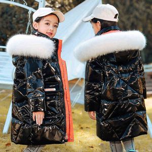 겨울 재킷 2021 새로운 어린이 다운 재킷 따뜻한 소녀 스노우 슈트 재킷 파카 어린이 긴 재킷 여자 옷 5 6 8 10 12 년 J220718