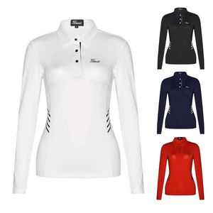 Dames PoloS Golf Wear Women Polyester/Spandex Zacht ademende biologische stoffen training aangepaste shirt met lange mouwen met lange mouwen