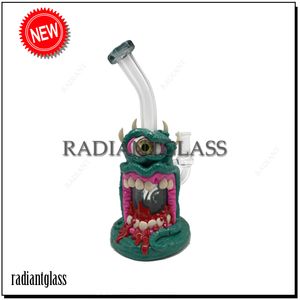 10" Hookah Vintage Cartoon Style 3D Bong Wholesale Heady Glass Bongs with Bowl Bent Neck Mini Small Dab rig
