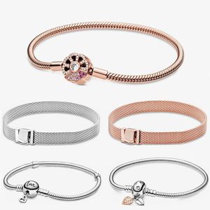 S925 Charm Bilezikler Tasarımcısı DIY Orijinal Fit Pandora Mesh Bileklik Kadın Takı