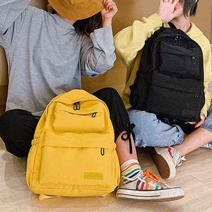 Backpack New Waterproof Canvas Solid Color Women's Multi Pocket Travel s Teenage Large Capacity School Bags Mochila 220628