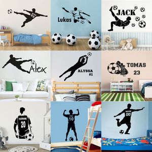 Fotbollsfotboll Anpassad namn Vinyl Wall Sticker Personliga dekaler för barn pojkar rum väggmålning sovrum dekor affisch konst