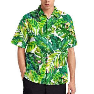 Men's Casual Shirts Tropical Print Banana Leaves Hawaiian Shirt Short-Sleeved Streetwear Blouses Men Big SizeMen's