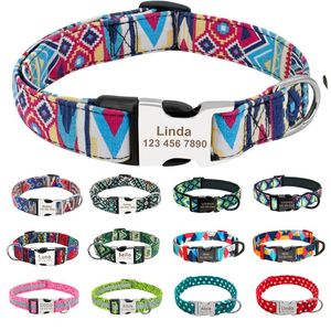 Hundhalsband koppel Specialgraverat halsband Personlig nylon husdjursetikett tryckt valp katt namnskylt ID för små stora hundarHund