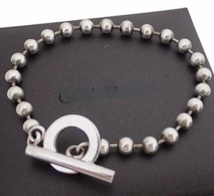 Luxury 6ucci smycken Circle Ball Chain Pärled Toggle 925 Sterling Silver Armband för kvinnor Män Par med Logo Brand Box Bangle Set Birthday Presents