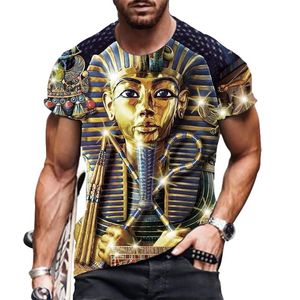남성 티셔츠 2022 패션 레트로 스타일 티셔츠 이집트 요소 3D 프린팅 캐주얼 통기성 남자와 여자 재미있는 짧은 슬리브