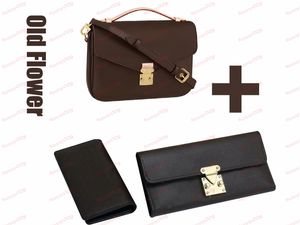 2PCSデザイナーウォレット高品質の女性クレジットカードホルダーバッグファッションロングウォレット財布と古いフラワートート