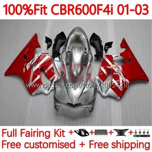 Wtryskowe korpus formy do Honda CBR 600 F4I FS CC 600F4I 600CC 01-03 Bodywork 137NO.9 CBR600F4I F4 I CBR600 F4I 01 02 03 CBR600FS 2001 2002 2003 OEM Fairing Red Silver Srebrny