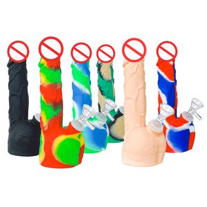 8 polegadas O pênis masculino Penis Silicone Tuba Bongus Bong Gongohs com folga do tronco para fumar Dab Rigs Rigs inquebrável Rig Bongs FedEx Free