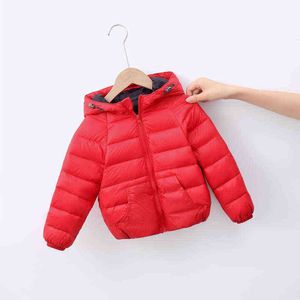 Chwinter New Children Baby Light Down Jacket2020男の子と女の子の弾力性キャンディダウンジャケットの子供用衣類コットンジャケットJ220718