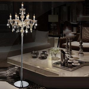 Zemin lambaları moda modern kristal lamba oturma odası ışıkları yatak odası fransız standı abajur cristalfloor