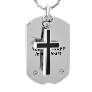 Pendant Necklaces Necklace Memorial Ash Urn Jewelry "You're Always In My Heart" Cross Charm Stainless Steel Cremation IJD9733P