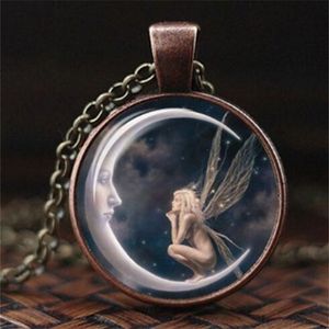 Женское ожерелье эльф -эльф -ожерелья Time Moon Angel Подвесное ожерелье для женщин -ювелирных украшений Gc1186