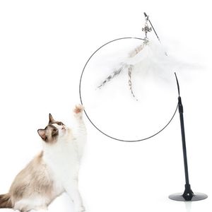 Cat Toys Toy Stick Feather Wand With Bell Steel Wire Interactive Kittens Teaser Indoor Sucker Cats Exercise Pet SuppliesCat