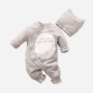 Nyfödda små baby flickor pojke kläder söta djur totoro kostym bebes nyfödda rompers tvilling spädbarn kläder jumpsuit hatt set g220510