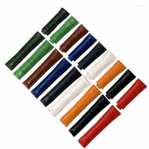 Titta på band 20mm Cowhide Leather Watchband Strap Fit For Band Green Water Ghost White Yacht Log Type Greenwich Belt Hele22