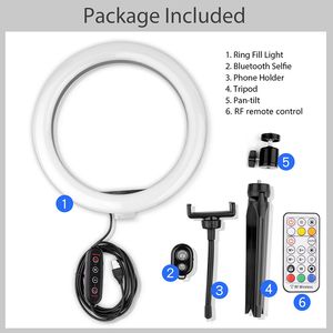 Cell Phone Photograph Accessories Hot Sales RGB multicolor ring light 10inch photographic lighting with tripod studio lamp live broadcast with phones holders
