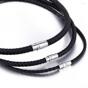 Chokers Mens Necklace Choker Brown Black Braided Cord Rope Artificial Leather For Men Stainless Steel Clasp 4/6/8mm LUNM09Chokers Sidn22