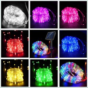 Strings Led Solar Waterproof Holiday Christmas Tube Rope String Light 10/12/22M 8 Mode Decoration Wedding Year Festoon HalloweenLED StringsL