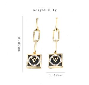 New Geometric Hollow Fashionable Korean Acrylic Earrings Inlaid with Diamonds