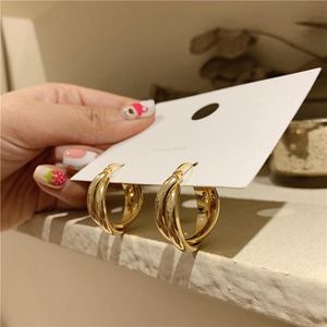 Hoop Huggie Punk Gold Color Metal Cross Earrings for Women Girls Circle Brincos Ear Accessories Jewelhoop