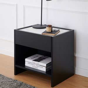 „Moderner nordischer High-End-Nachttisch: Kreatives minimalistisches Design, schwarz-weißer Spind mit leichtem Luxus-Schlafzimmer-Aufbewahrungsschrank“