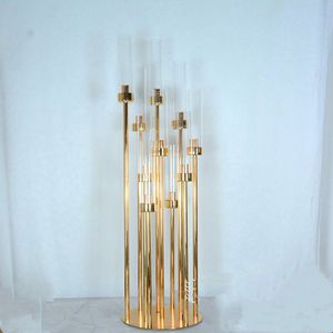 decorazione 90 cm più alta) Nuovo arrivo 10 braccia 5 teste Candelabri Portacandele in metallo Centrotavola in oro per eventi Decorazione della festa nuziale Decorazioni per la casa imake0046