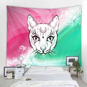 Dream Cat Decoration Carpet Curtain Mandala Bohemian Hippie Wall Tapestry Cloth Hanging Home Bedroom J220804