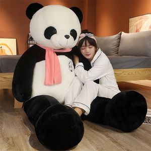 95 cm Sevimli Bebek Büyük Dev Eşarp Panda Ayı Peluş Dolması Hayvan Bebek Hayvanlar Oyuncak Yastık Karikatür Kawaii Bebekler Kızlar Lover Hediyeler 220409