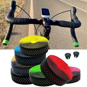 Motsuv Soft Road Bike Bicycle Handlebar Cork Eva Pu Tape Professional Cyncling Damping Antibration Wrap with 2 bar plug 220728