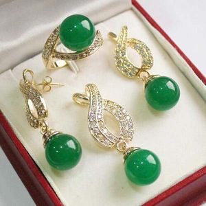 18K Gold Plated green Shell Pearl Necklace Jewelry Set