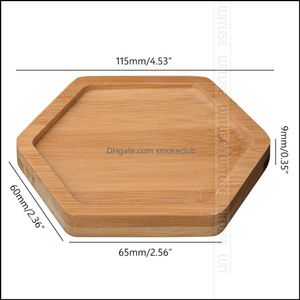 Vittande Bamboo Round Square Bowls Plates For Succent Pots Brickor Base Stander Trädgårdsinredning Blomstativ Växt Bambu C0125 Drop Leverans 2021